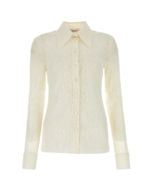 Philosophy Di Lorenzo Serafini White Floral-lace Semi-sheer Buttoned Shirt