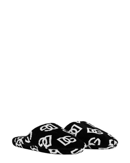 Dolce & Gabbana Black Slippers Dg Allover