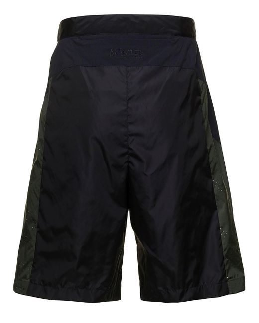 Moncler Black Bermuda Shorts With Tonal Logo Embroidery At The Back In Nylon for men