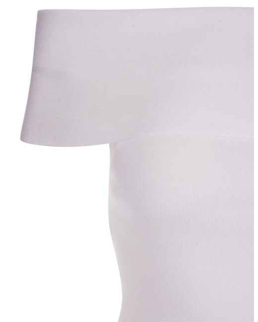 Fabiana Filippi White Knitted Dress With Off-Shoulders