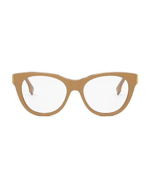 Fendi Brown Eyeglasses Round Full Rim, Frame And Clear Demo Lenses Lens Fe50101I045