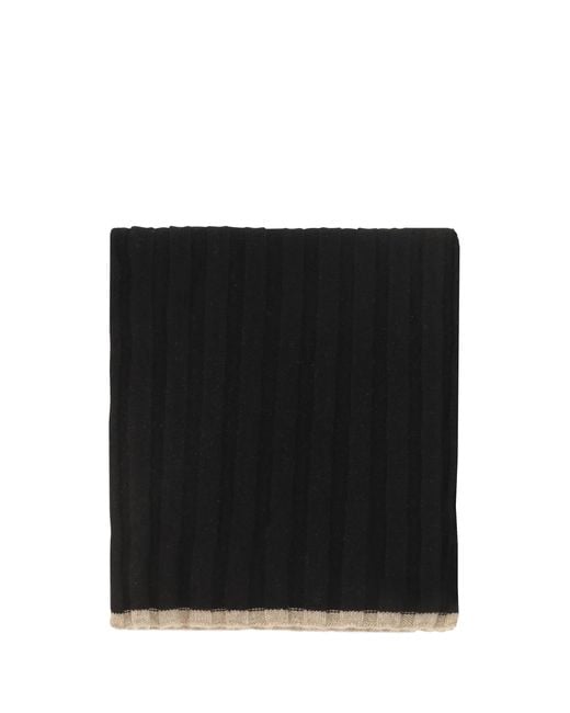 Brunello Cucinelli Black Cashmere Scarf Kashmir/Capra Hircus for men