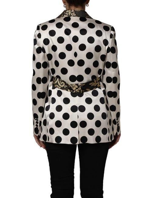 Dolce & Gabbana Black Brocade Polka-Dot Print Blazer Jacket And Clothing