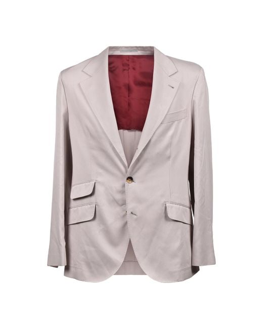 Brunello Cucinelli Purple Silk Tailored Suit for men