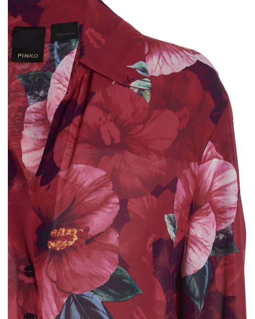 Pinko Red Hibiscus Print Shirt