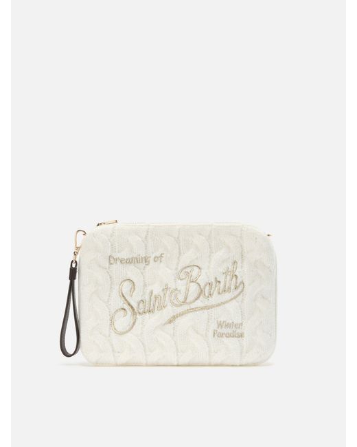 Mc2 Saint Barth White Parisienne Wool Braid Crossbody Bag Braided Blend Pochette