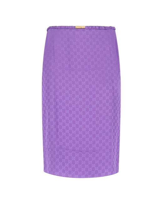 Gucci Purple Silk Midi Skirt