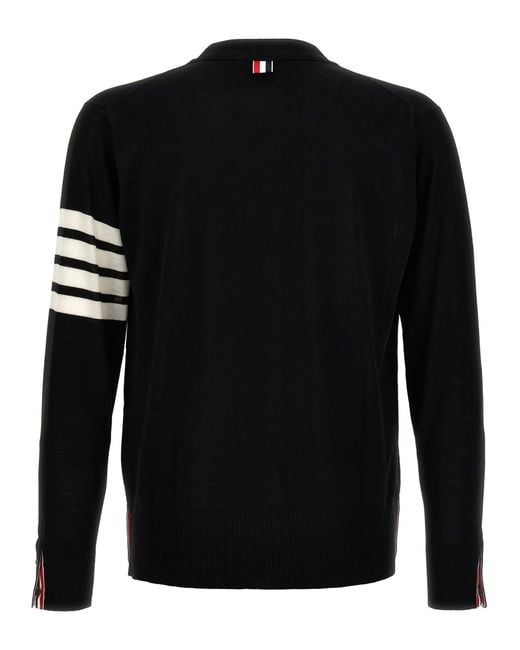 Thom Browne Black Merino Wool Cardigan for men