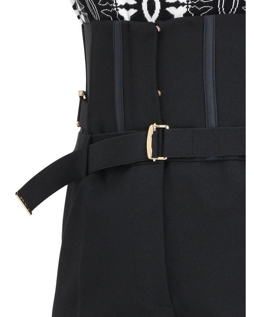 Pinko Black Bustier Trousers With Straps