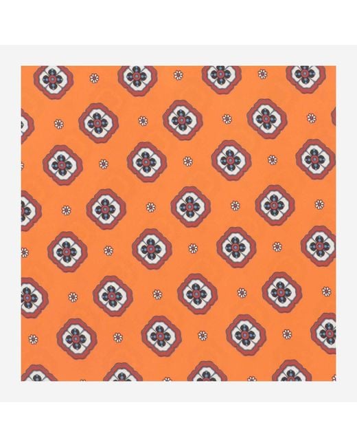 Alberto Biani Orange Floral Pattern Silk Foulard Scarf