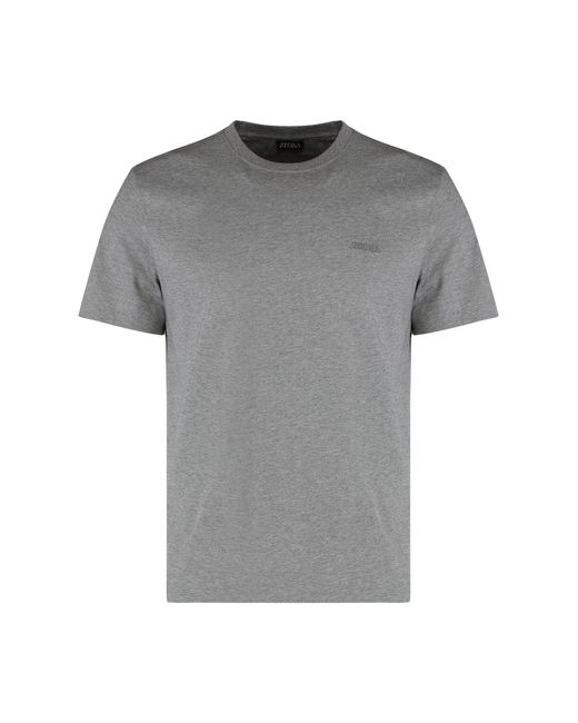 Zegna Gray Round Neck Cotton T-Shirt T-Shirts for men