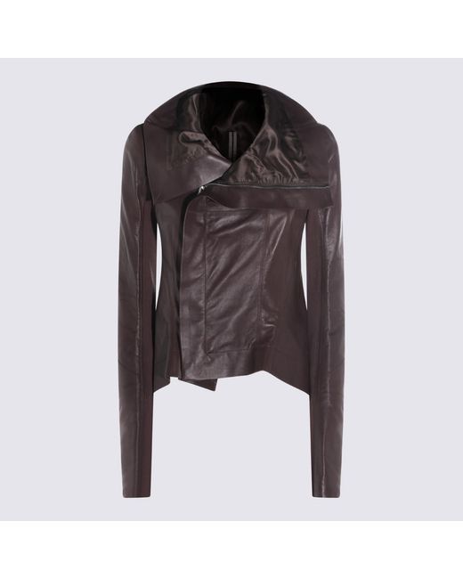 Rick Owens Brown Leather Jacket