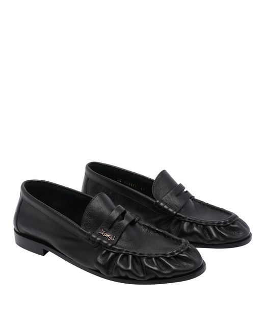 Saint Laurent Black Flat Shoes Calf Leather/Leather Sole for men