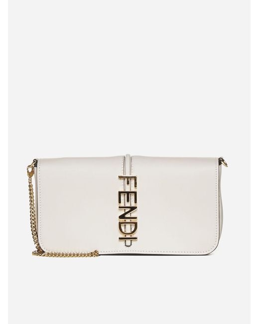 Fendi Natural Graphy Leather Wallet On Chain