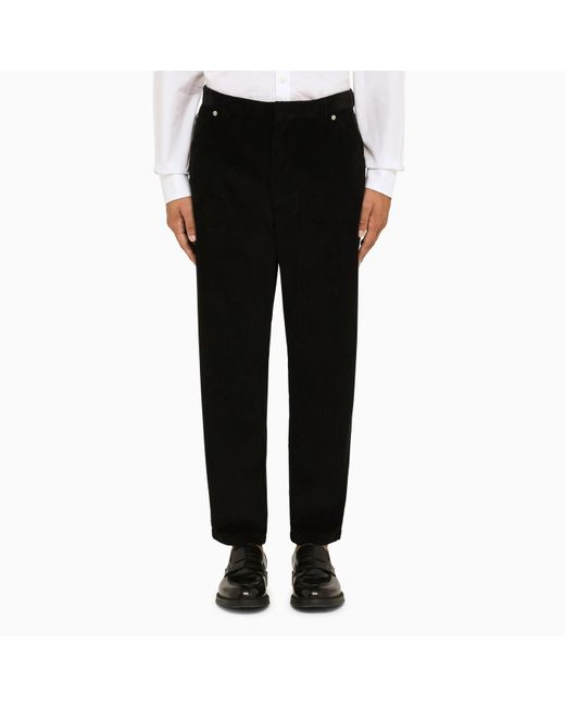Prada Black Cropped Cotton Trousers for men