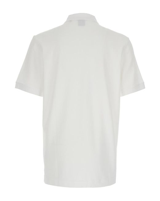 Boss White Polo Shirt With Button Closure For Cotton Tshirts And for men