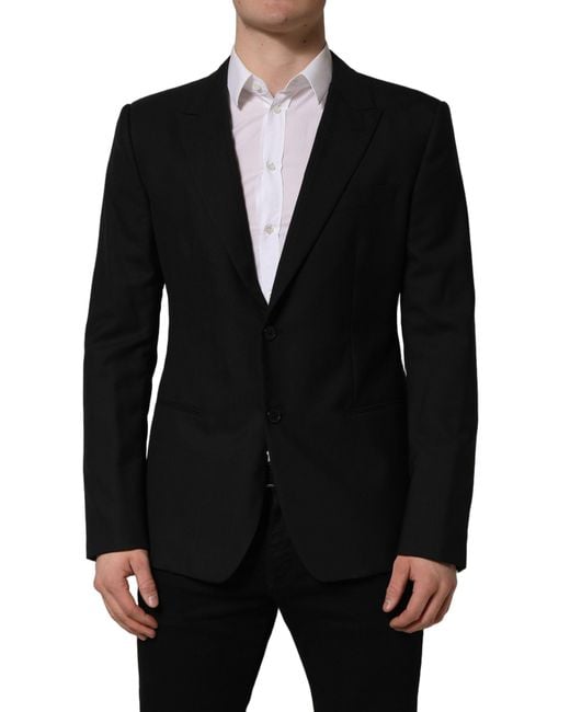 Dolce & Gabbana Black Wool Single Breasted Blazer Jacket Vigin Clothing for men