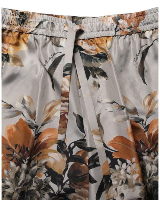 Dolce & Gabbana Natural Floral Print Silk Bermuda Shorts for men