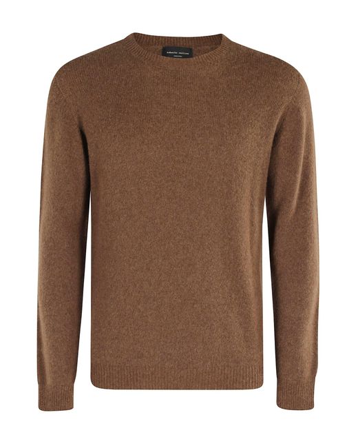 Roberto Collina Brown Girocollo Ml Swg for men