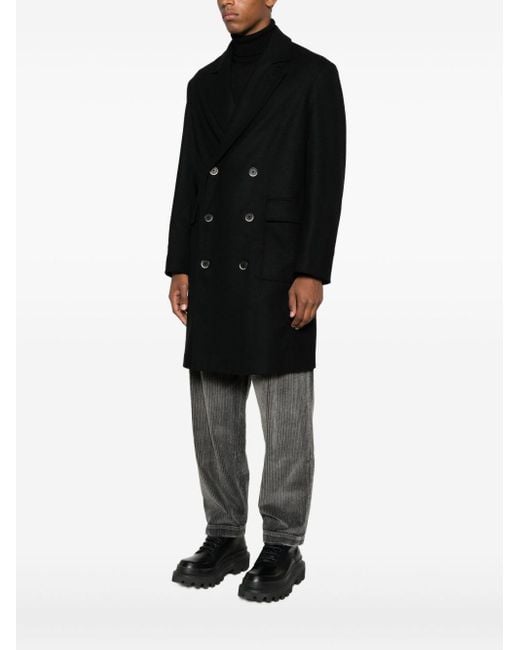 Barena Black Double-Breasted Patch-Pocket Coat for men