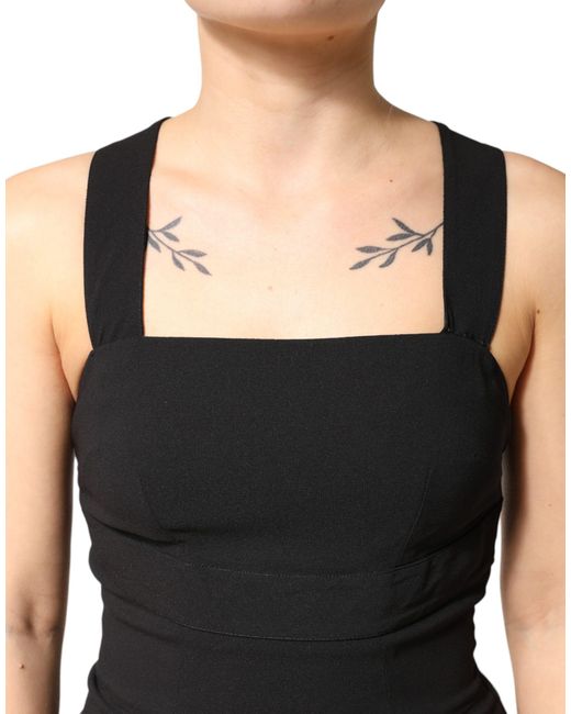 Dolce & Gabbana Black Square Neck Sleeveless Midi Dress 07+Se+Vi