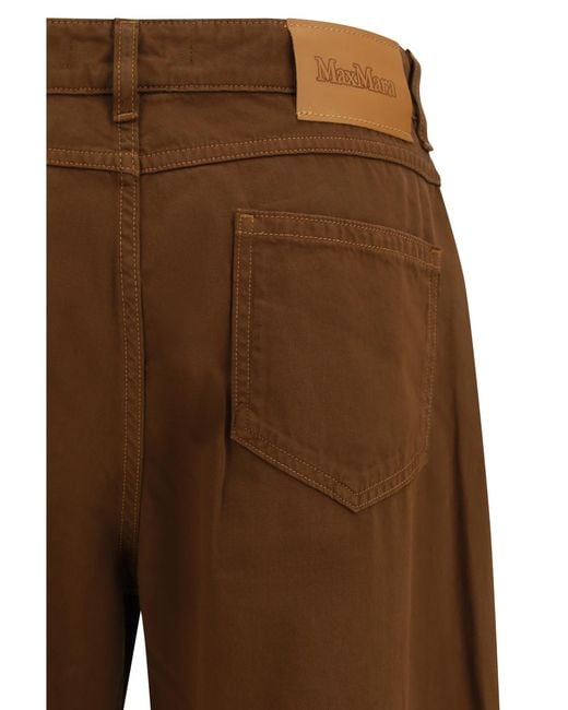Max Mara Brown Baggy Pants Pure Cotton Satin