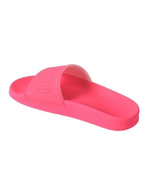 Moschino Pink Logo Embossed Sliders