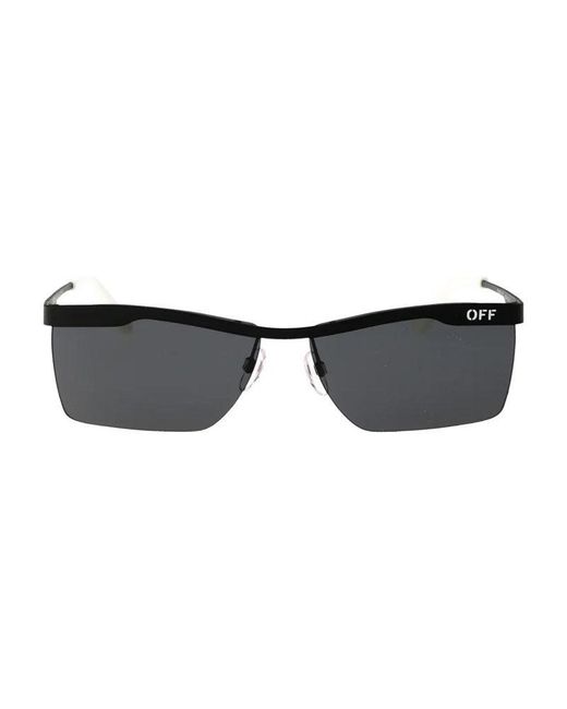 Off-White c/o Virgil Abloh Black Sunglasses Rectangle Semi Rim, Frame And With Mirror Lens Oeri095Rimini7272
