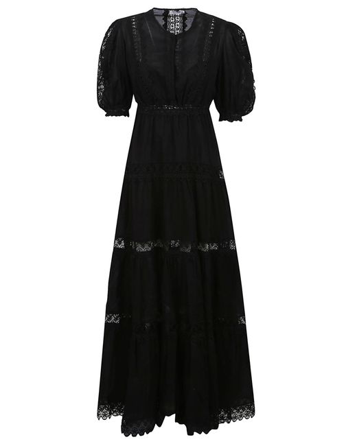 Charo Ruiz Black Long Dress Nadine Cotton Polyester Abito