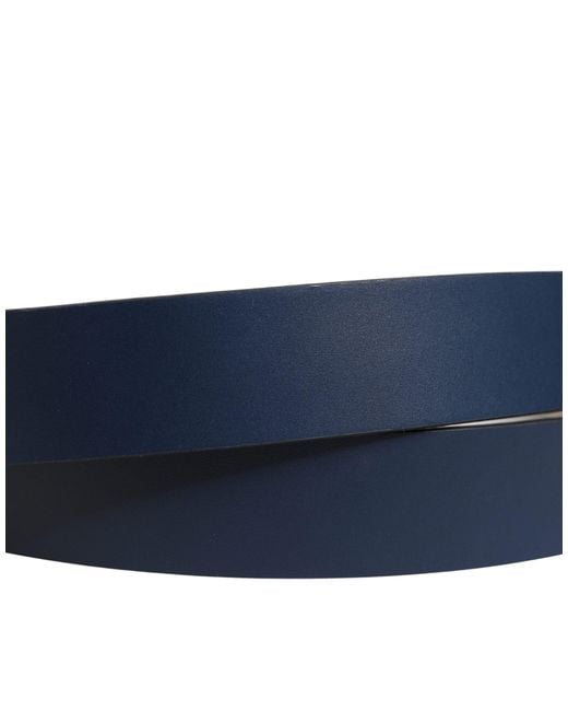 Dolce & Gabbana Blue Calf Leather Logo Metal Buckle Belt for men