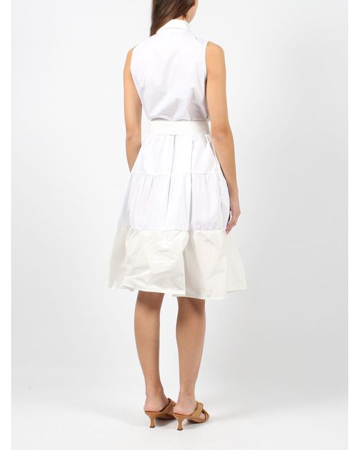 Herno White Cotton Sleeveless Dress