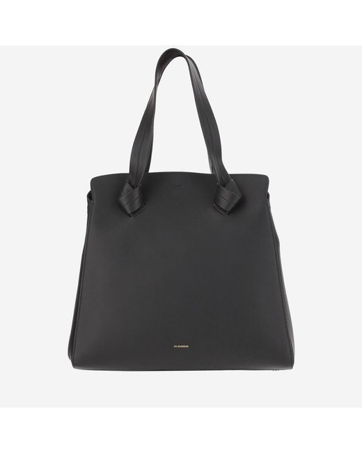 Jil Sander Black Calfskin Knot Tote Bag Shoulder