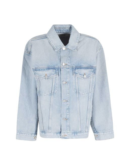 Agolde Blue Evin Jacket Scroll Cotone Organico Giubbotto