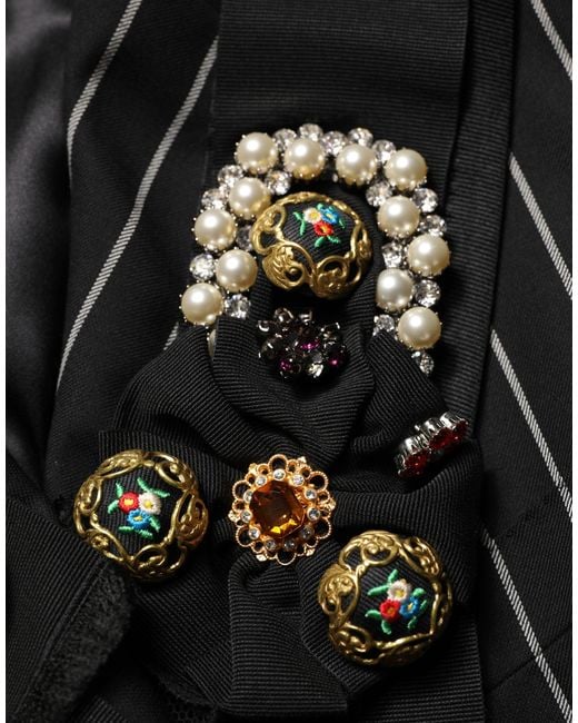 Dolce & Gabbana Black Stripe Double-Breasted Blazer Jacket Clothing