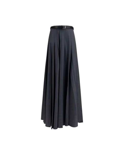 Self-Portrait Blue Polyester Long Skirt