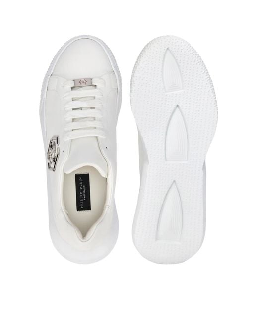 Philipp Plein White Godzilla Hexagon Logo Chunky Sneakers Shoes for men