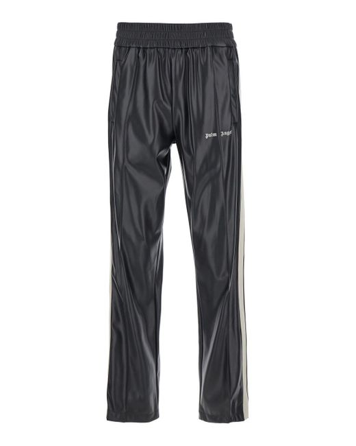 Palm Angels Gray Track Pants With Logo Print for men