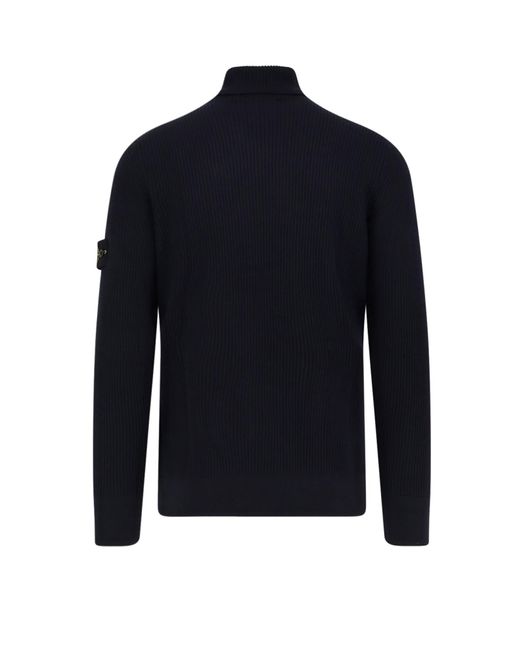 Stone Island Blue Turtleneck Certified Virgin Wool Sweater for men