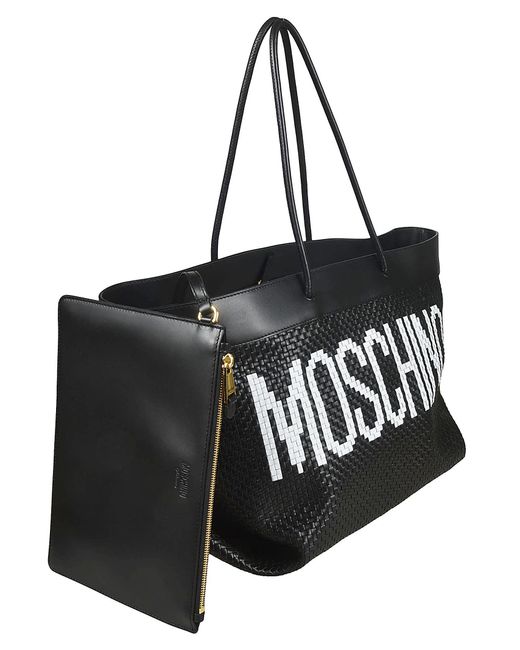 Moschino Black Woven Logo Tote