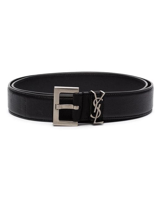 Saint Laurent Black Cassandre Belt for men