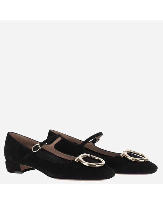 Ferragamo Black Ballerinas Marry2 Suede Upper: Goat Leather Ballerina Shoes