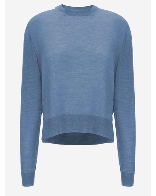 Jil Sander Blue Wool And Cashmere Blend Sweater