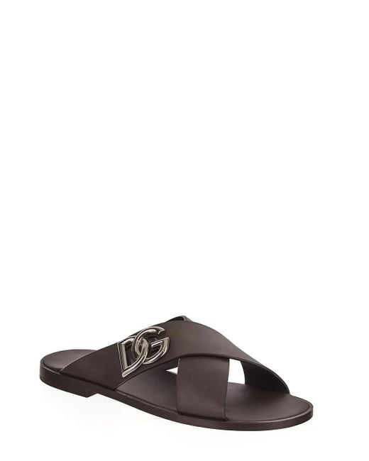 Dolce & Gabbana Brown Leather Sandals for men