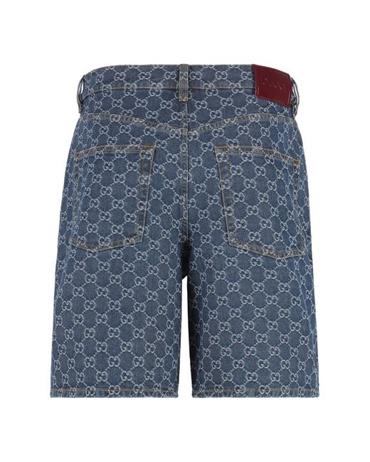 Gucci Blue Jacquard Logo Shorts