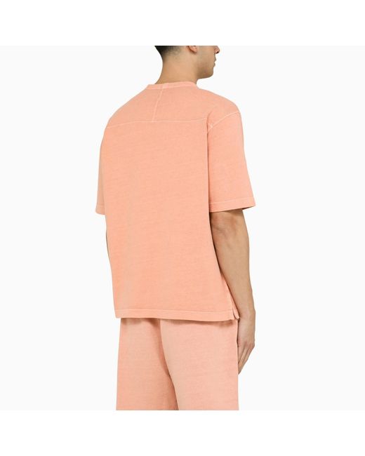 Stone Island Pink Rust-coloured Cotton T-shirt With Logo for men