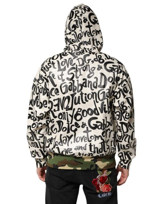 Dolce & Gabbana Black Graffiti Camo Pocket Hoodie for men