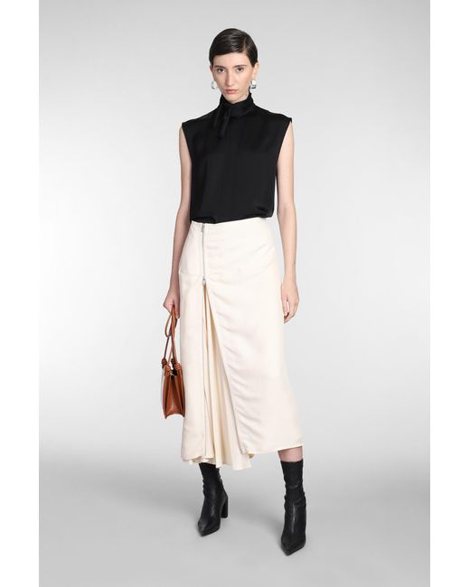 Jil Sander White Skirt In Beige Wool