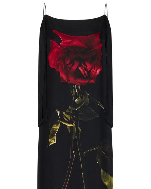 Alexander McQueen Blue Shadow Rose Long Dress
