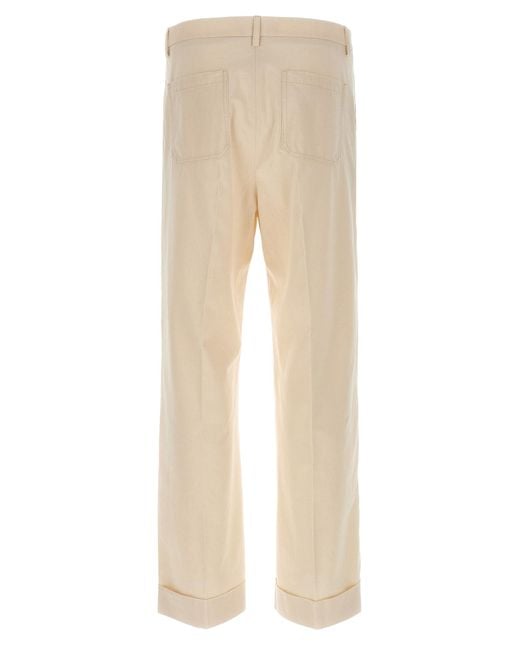 Valentino Garavani Natural Turn-Up Trousers Cotton Pant for men
