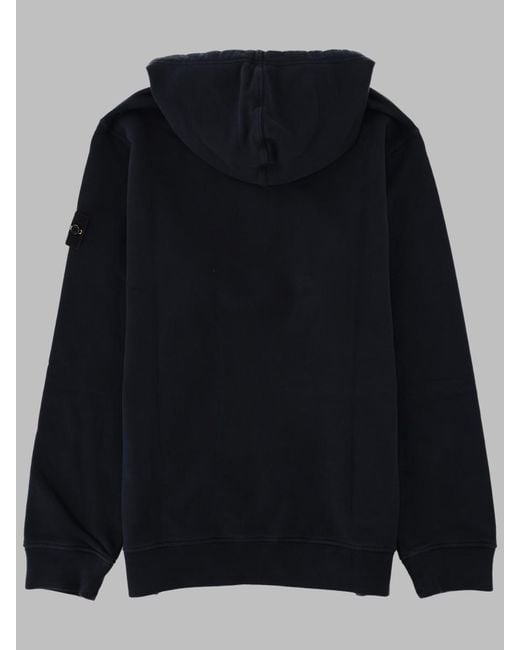 Stone Island Blue Patch Logo Zip-Up Cotton Hoodie for men